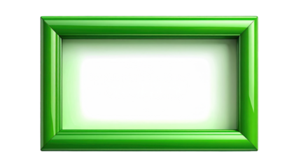Glossy green picture frame with a white void on a black background