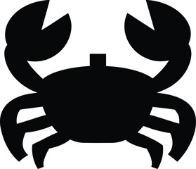 crab icon Black silhouette vector illustration on transparent background