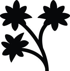 daisy stem icon Black silhouette vector illustration on transparent background