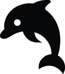 dolphin icon Black silhouette vector illustration on transparent background
