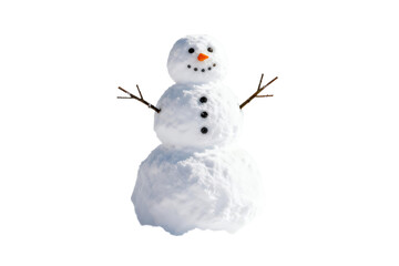 A cute snowman made of white snow with simple features