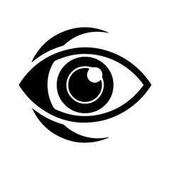 Modern minimalist black and white stylized human eye icon, perfect for vision, observation, insight, and security concepts. isolated on transparent background