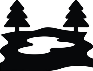 lake icon Black silhouette vector illustration on transparent background