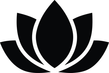 lotus icon Black silhouette vector illustration on transparent background