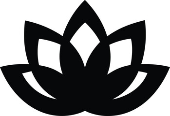 lotus icon Black silhouette vector illustration on transparent background