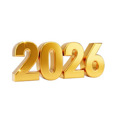 Golden 2026 number isolated on transparent background