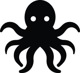 octopus icon Black silhouette vector illustration on transparent background