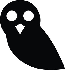 owl icon Black silhouette vector illustration on transparent background
