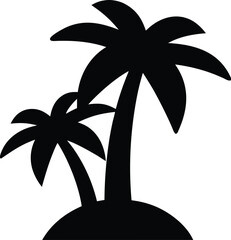 palm tree icon Black silhouette vector illustration on transparent background