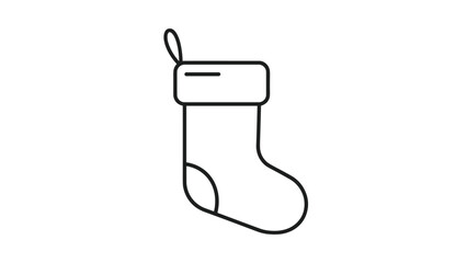 Obraz premium A simple line drawing of a christmas stocking with a cuff and loop, Generative AI