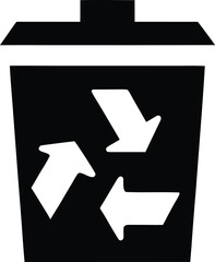 recycle symbol icon Black silhouette vector illustration on transparent background