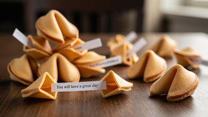Fortune cookies, playful and intriguing, revealing messages of hope and inspiration