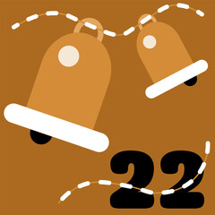 Gold and black boho advent calendar illustration in flat vector style with Christmas and New Year bells