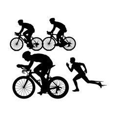 Fototapeta premium cycling rase and man running silhouette pack