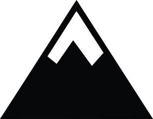 snow mountain peak icon Black silhouette vector illustration on transparent background