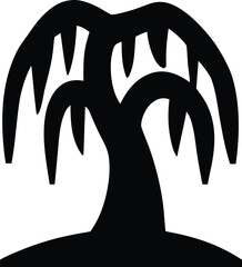 willow tree icon Black silhouette vector illustration on transparent background