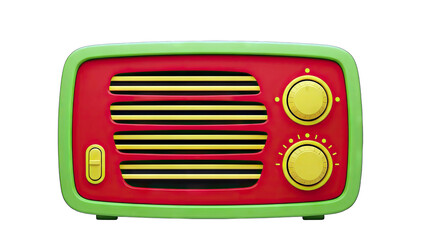 Colorful Retro Radio Illustration on White Background