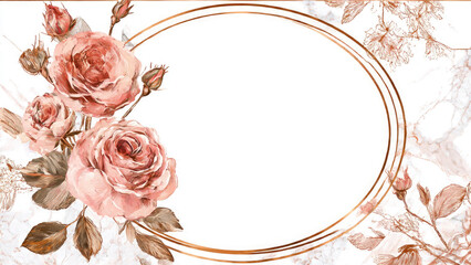 Floral frame with rose and leaves illustration