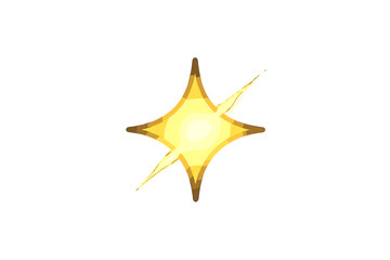 Bright golden four-pointed star sparkle icon with glowing light effect on white background