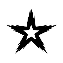 Bold black starburst symbol with a white inner star, graphic design element isolated on white background isolated on transparent background