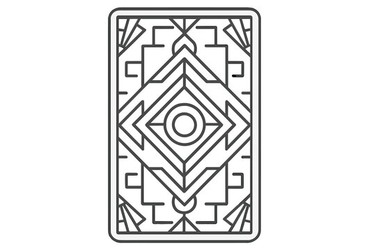 Symmetrical Art Deco style geometric ornamental pattern for playing card or tarot back design