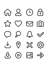 Minimal line style icons for digital interface design and mobile applications