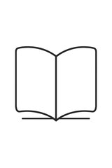 Minimalist open book symbol representing learning, literature, and academic study