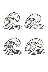 Stylized ocean waves in traditional Japanese art style with foam and water lines