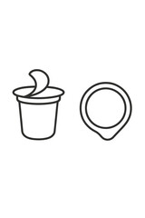 Open plastic food container with peeled foil lid and detached packaging element