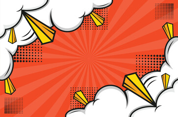 Retro cloud comic book style background vector design