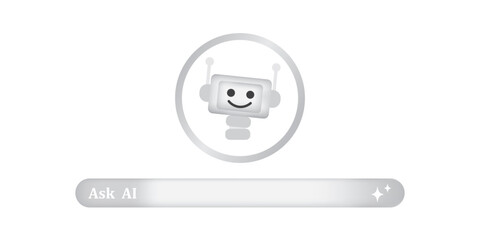 Robot symbols of artificial intelligence search bar for generations, AI technologies, neural networks