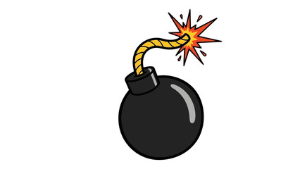 Cartoon bomb with a lit fuse, ready to explode, vector illustration © Fahmi