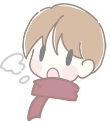 マフラーを巻いた人物の淡いアイコン