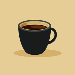 Fototapeta premium Isolated black coffee cup on a pastel yellow background