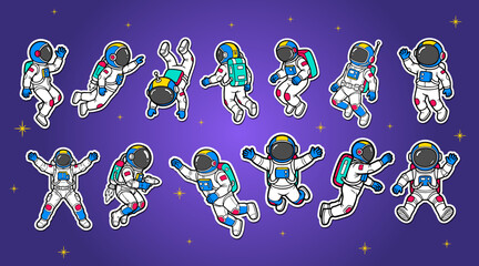 A set of astronauts vector illustration. Bundle character of astronauts character design