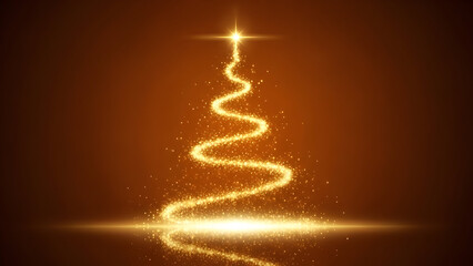Obraz premium Glowing golden sparkling Christmas tree light trail an elegant abstract design for festive holiday celebrations and luxury project
