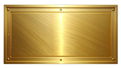 A polished, rectangular golden plaque with rounded edges, fastened with tiny rivets