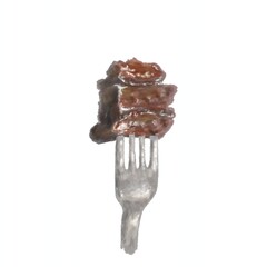 Pieces of chocolate cake watercolor illustration isolated on white