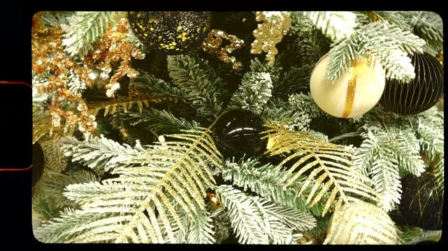 Vintage analog christmas, retro super8 handheld xmas decoration lights, tree