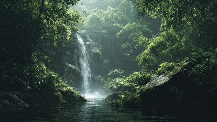 Lush Jungle Waterfall Scene