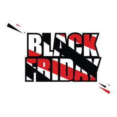 Black Friday typography banner. Black Friday modern linear typography text illustration isolated on black background. Design template for Black Friday sale banner