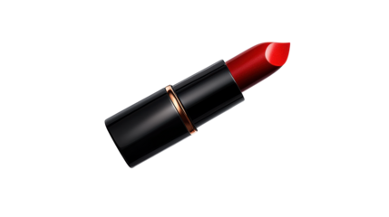 Vibrant Red Lipstick on Transparent Background