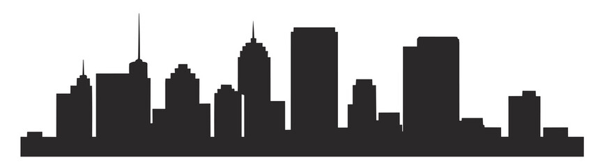 Obraz premium city building black silhouette isolated on a white background