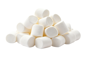 A pile of white marshmallows with soft and fluffy appearance