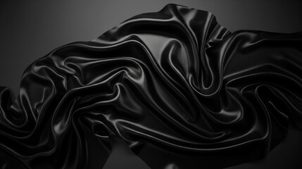 Dark Opulence: Abstract Black Silk Drapes Background