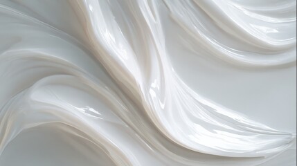 Fototapeta premium Silky Curved Drapery With Warm Cream Highlights Forming Smooth Cloud Dancer Abstract Gentle Flowing Fabric Texture Surface