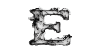 Smoky Letter E on Transparent Background
