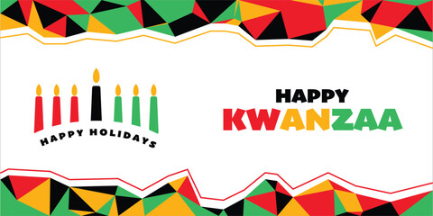 Vector illustration of Kwanzaa. Holiday african symbols with lettering on white background.
