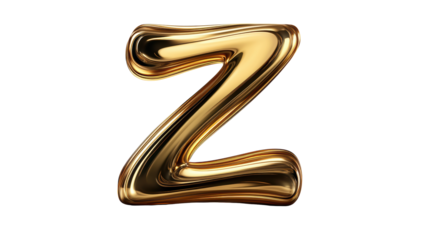 Golden Stylized Letter Z on Transparent Background