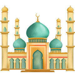 Watercolor illustration of Mosque